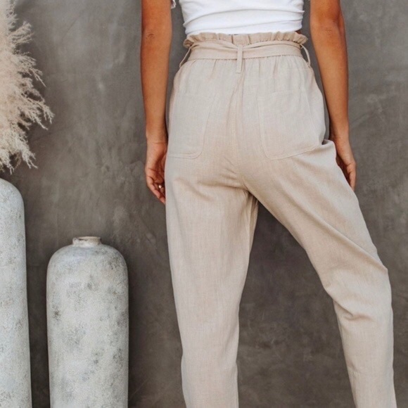 Vici Top Notch High-Rise Woven Paperbag Belted Trousers | S - Picture 4 of 9